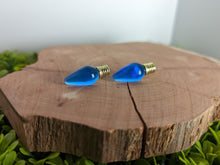 Load image into Gallery viewer, Lightbulb Clear Blue Stud Earrings
