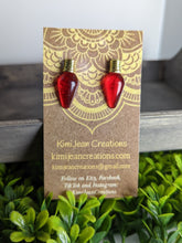 Load image into Gallery viewer, Lightbulb Clear Red Stud Earrings
