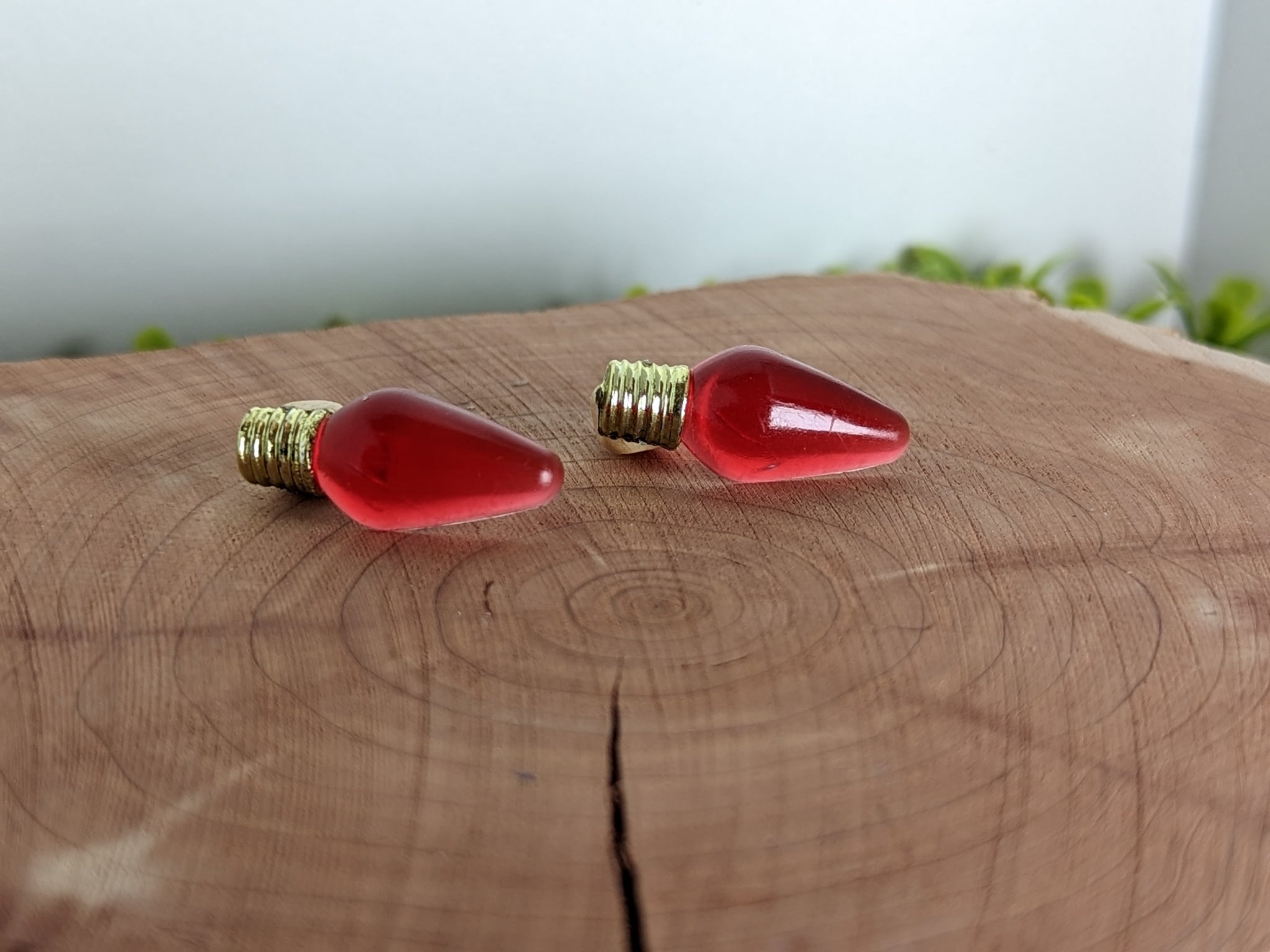 Lightbulb Clear Red Stud Earrings – KimiJean Creations, LLC