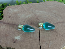 Load image into Gallery viewer, Lightbulb Clear Green Stud Earrings
