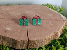 Load image into Gallery viewer, Christmas Present Green Matte  Earrings
