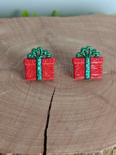 Load image into Gallery viewer, Christmas Present Red Matte Earrings
