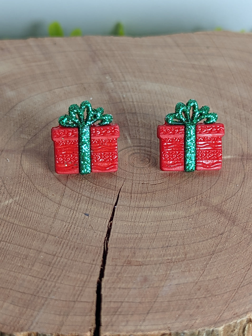 Christmas Present Red Matte Earrings