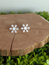 Load image into Gallery viewer, Snowflake White Matte Stud Earrings
