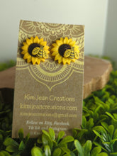 Load image into Gallery viewer, Sunflower with Bumblebee Stud Earrings

