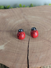 Load image into Gallery viewer, Lady Bug Wooden Stud Earrings
