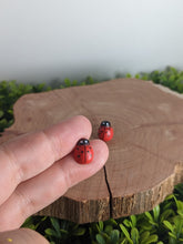 Load image into Gallery viewer, Lady Bug Wooden Stud Earrings
