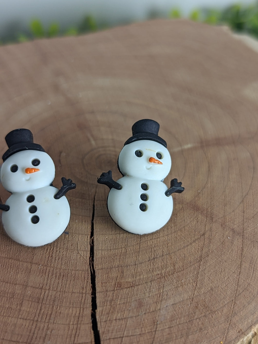 Snowman Button Earrings