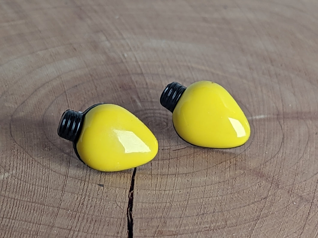 Lightbulb Solid Yellow Stud Earrings