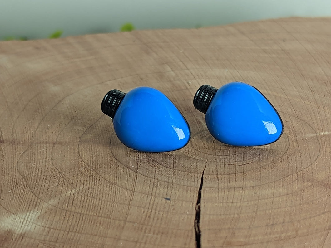 Lightbulb Solid Blue Stud Earrings