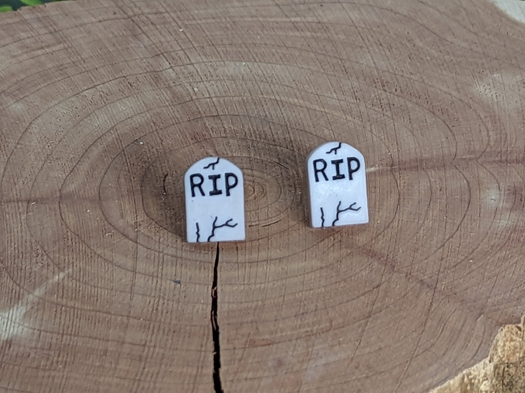 RIP Tombstone Stud Earrings
