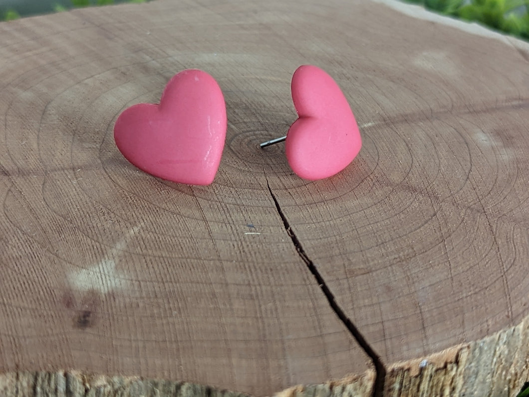 Pink Dark Heart Stud Earrings