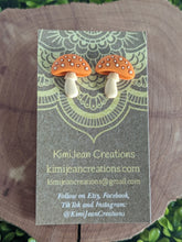 Load image into Gallery viewer, Mushroom Stud Earrings- Orange

