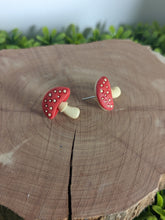 Load image into Gallery viewer, Mushroom Stud Earrings- Red
