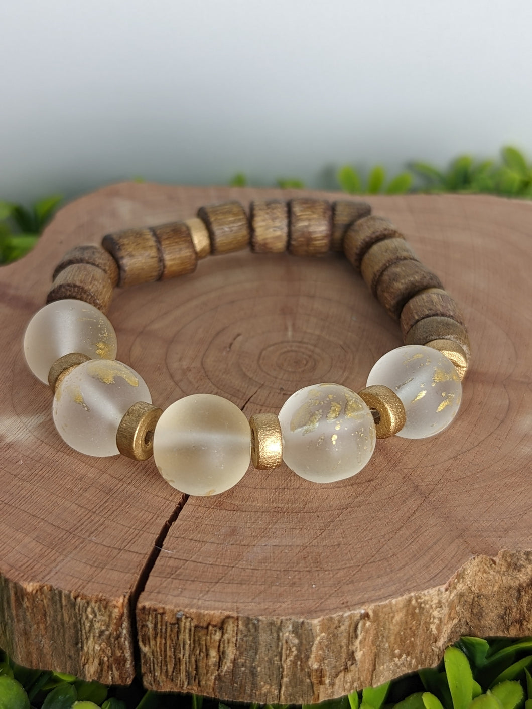 Gold Splatter Glass & Wood Diffuser DIY Bracelet Kit