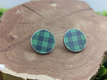 Load image into Gallery viewer, Green &amp; Black Buffalo Plaid Wood Stud
