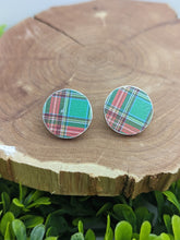 Load image into Gallery viewer, Green, Red, &amp; Yellow Plaid Wood Stud
