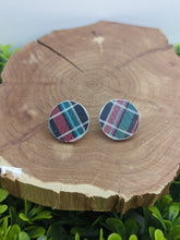 Load image into Gallery viewer, Black, Green &amp; Red Plaid Wood Stud
