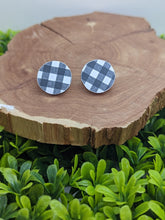 Load image into Gallery viewer, White &amp; Black Buffalo Plaid Wood Stud
