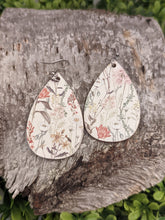 Load image into Gallery viewer, Wild Flower Wood Tear Drop Earrings
