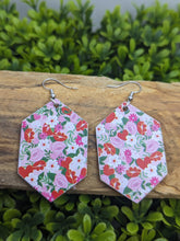 Load image into Gallery viewer, Valentine&#39;s Day Floral Print Wood Earrings
