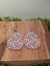 Load image into Gallery viewer, Rainbow Swirl Wooden Dangle Earrings
