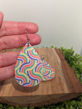 Load image into Gallery viewer, Rainbow Swirl Wooden Dangle Earrings
